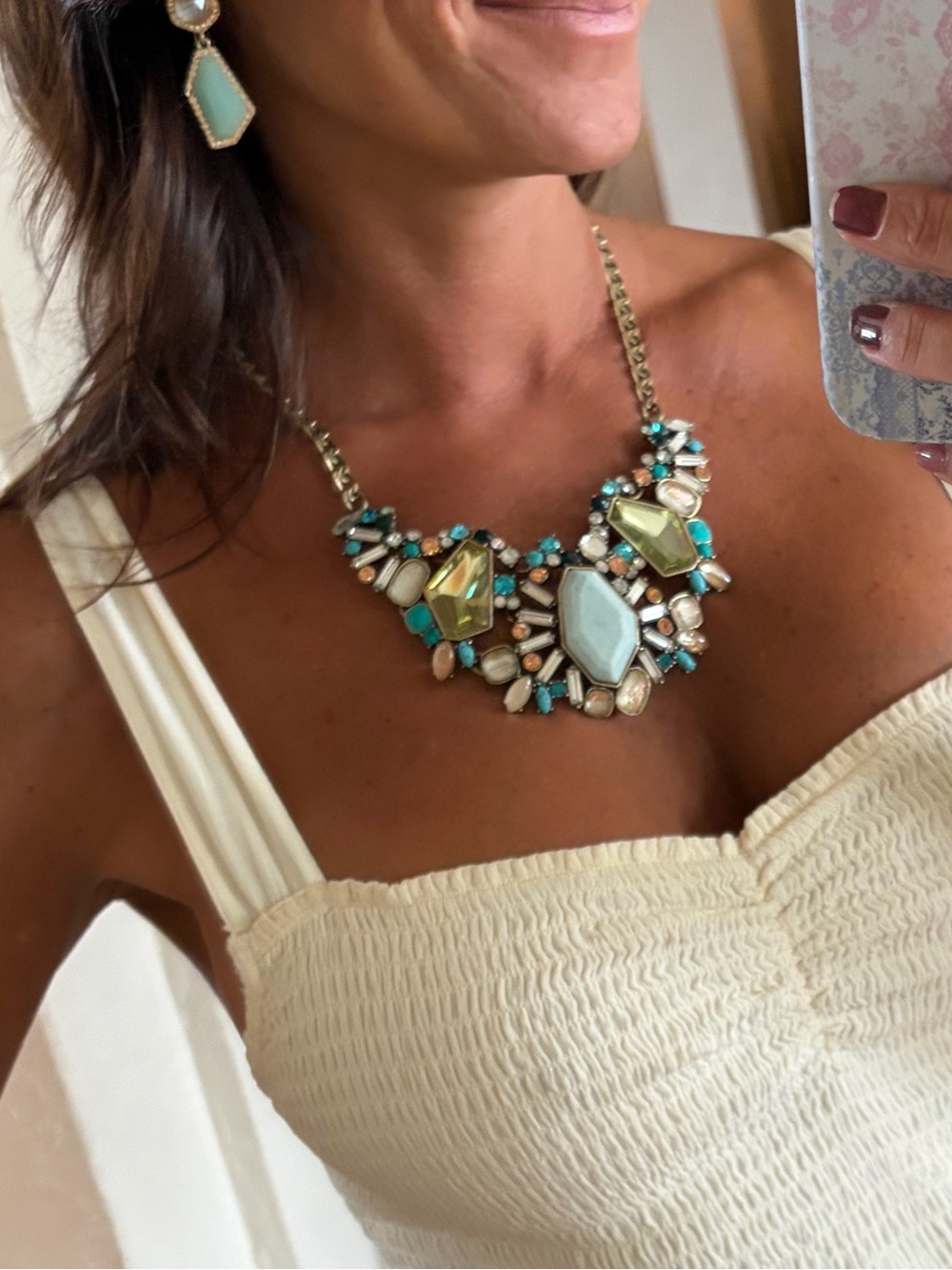 Chloe + Isabel Aquamarina Statement Necklace in Turquoise, Yellow & Champagne